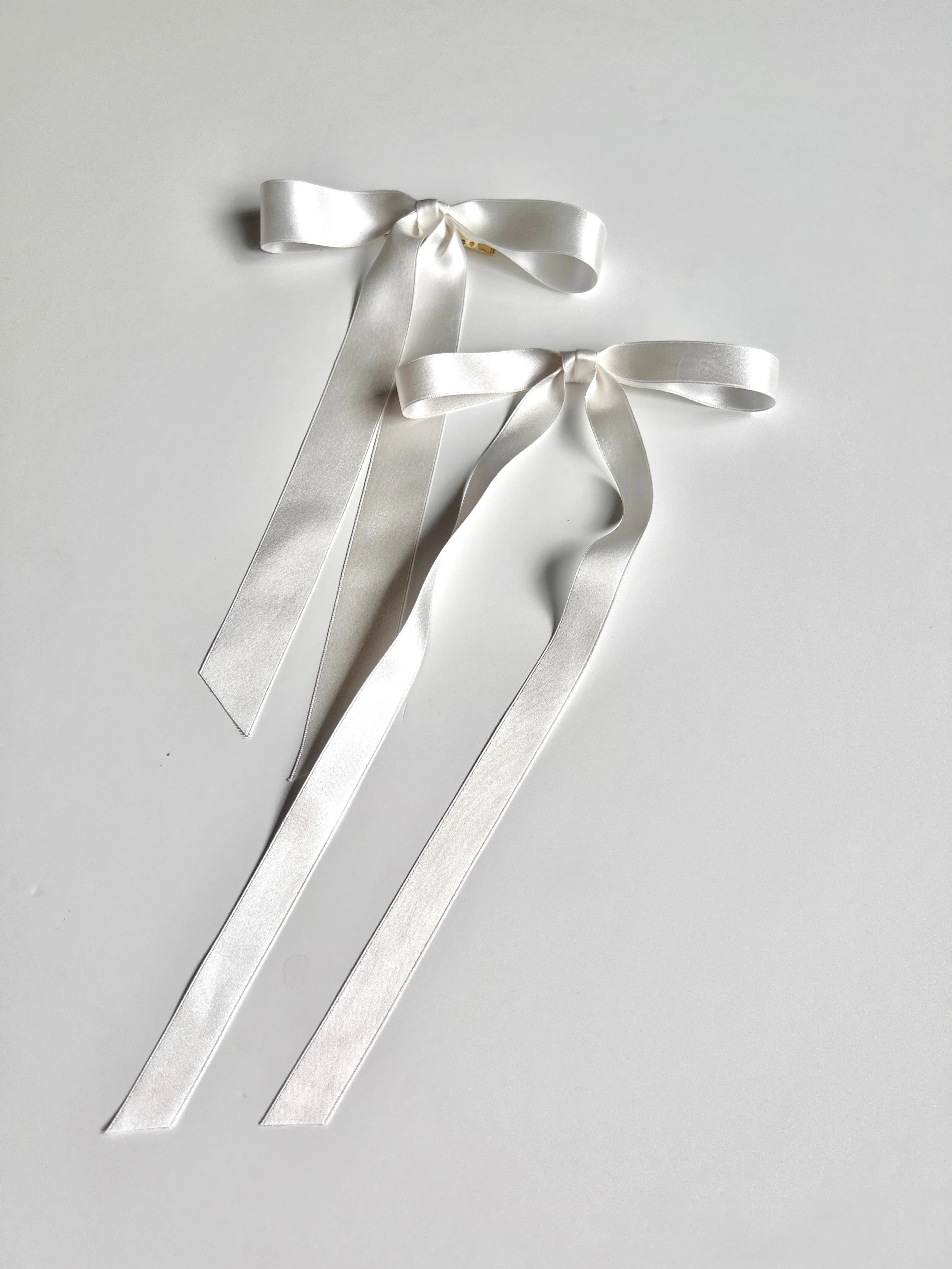 Timeless Romantic Satin Long Bow | 100% Silk Satin | Luxury Designer Bridal Accessories | Made to Order