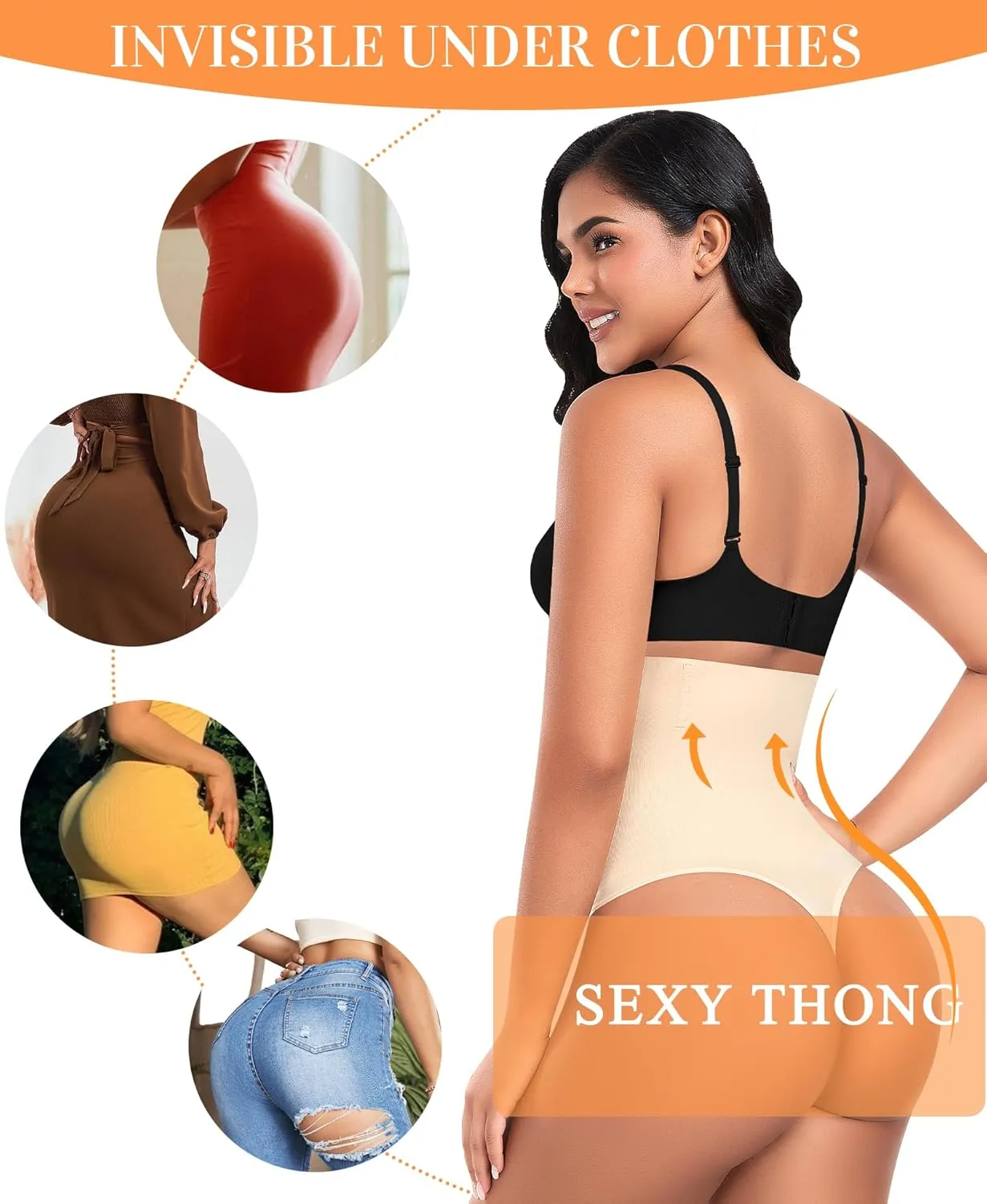 Tummy Control Thong Shapewear for Women High Waisted Body Shaper Panties Shaping Thong Girdle Underwear