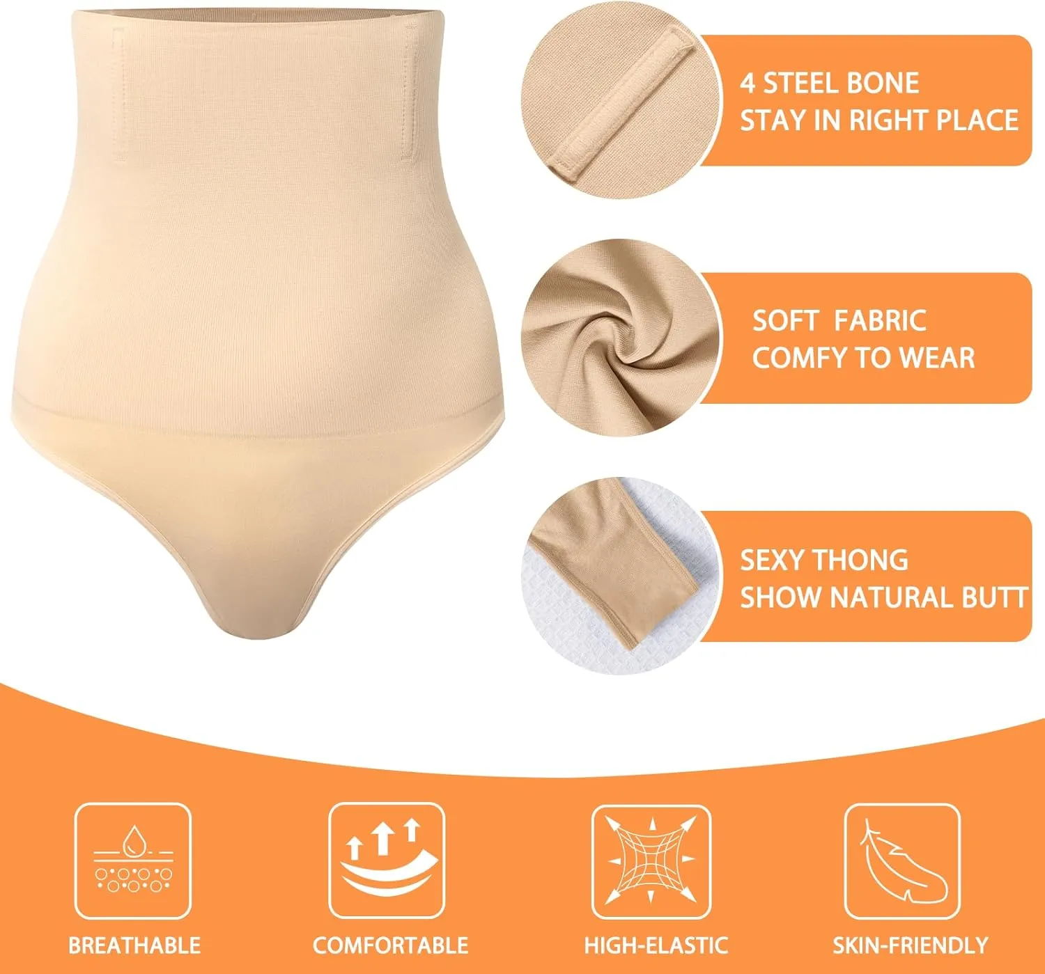Tummy Control Thong Shapewear for Women High Waisted Body Shaper Panties Shaping Thong Girdle Underwear