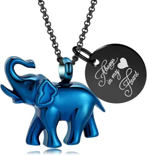 Urn Necklace for Ashes Elephant Cremation Jewelry for Human Pet Ashes Keepsake Memorial Urn Pendant Locket for Women Men