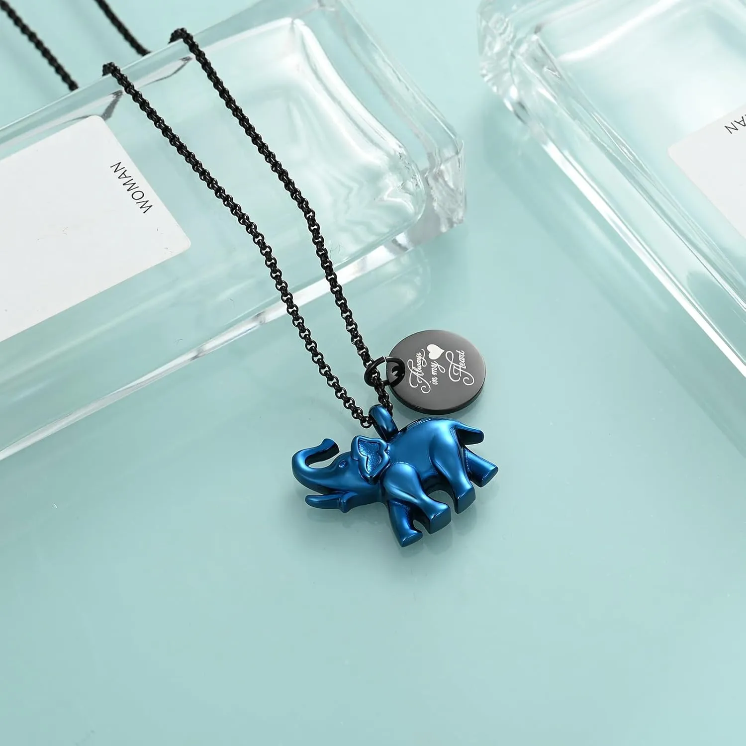 Urn Necklace for Ashes Elephant Cremation Jewelry for Human Pet Ashes Keepsake Memorial Urn Pendant Locket for Women Men