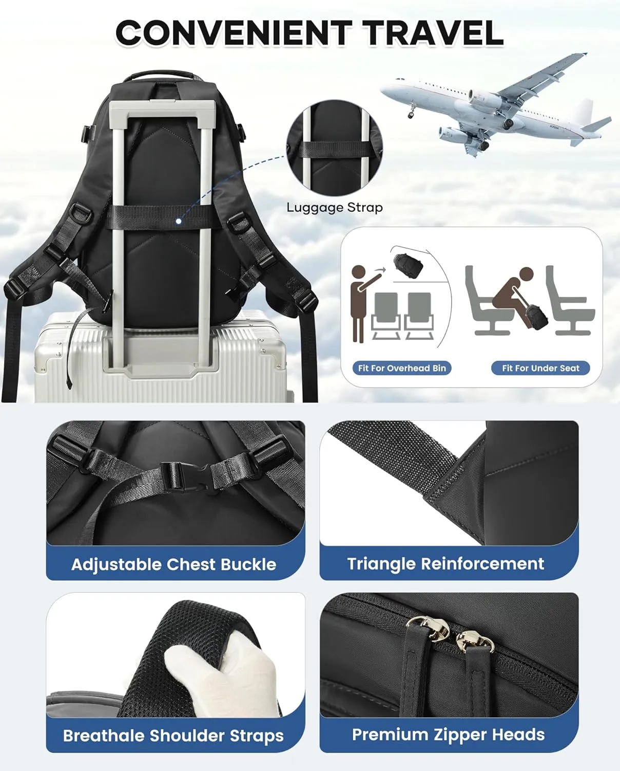 vacuum backpack travel,Travel Airback Backpack,Carry on Backpack with Air Pump,Vacuum Seal Compression Backpacks, Personal Item Travel Bag 17x10x9 Airlines Approved,Black