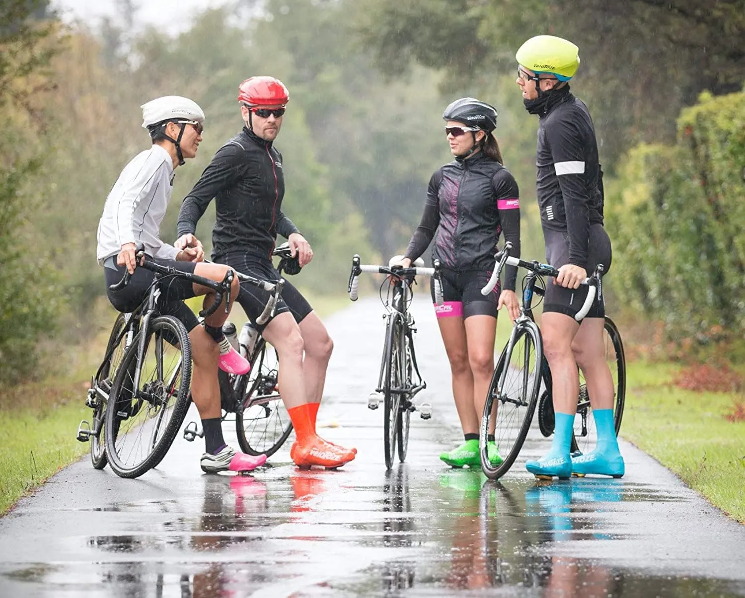 veloToze Cycling Helmet Cover, fits Most Bike Helmets - Keeps Wind, rain and Sun Away from Head; Bright Colors for Visibility