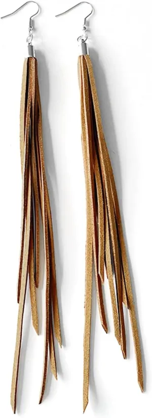 Vintage Western Boho Tassel Earrings for Women - Long Fringe Cowgirl Dangle Earrings in Multicolor