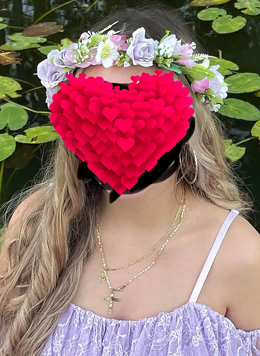 Vivivalue Wedding Floral Crown Women Flower Headband Hair Wreath Floral Headpiece Halo Boho with Ribbon Party Prom Purple