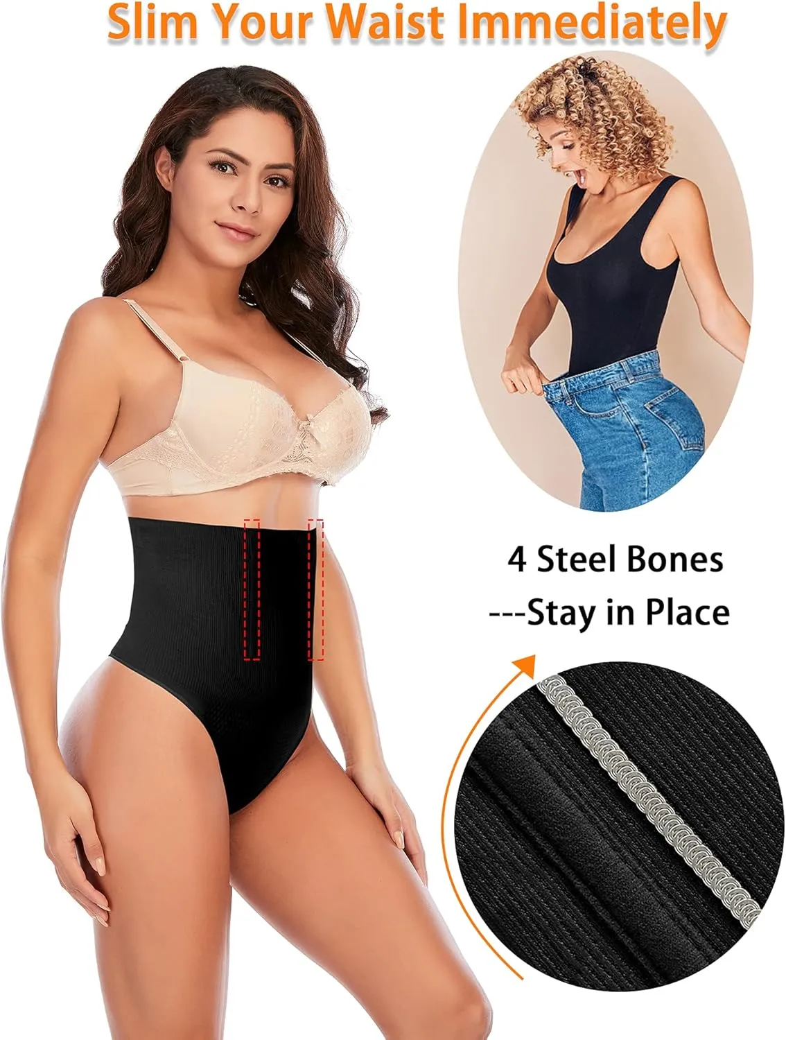 Werena Tummy Control Thong Shapewear for Women Seamless Shaping Thong Panties Body Shaper Underwear