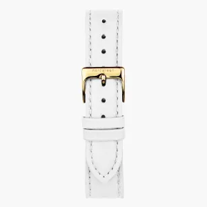 White Leather watch Strap - Gold - 32mm