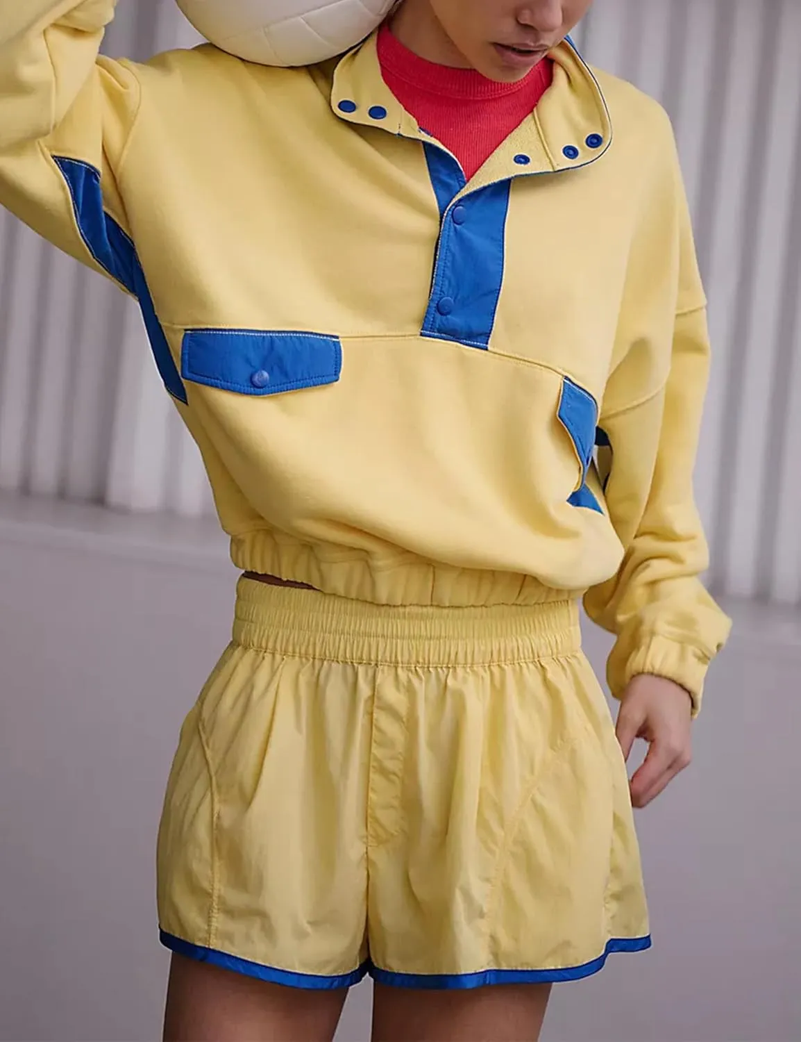Women's Two Piece Short Sets Summer Lounge Sweatsuits Long Sleeve Outfits Travel Tracksuit with Pocket